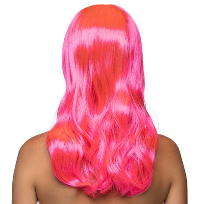 Perruque Longue Rose Fluo UV Blacklight - Déguisement Années 80