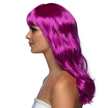 Perruque Longue Ondulée Magenta - Déguisement Luxe