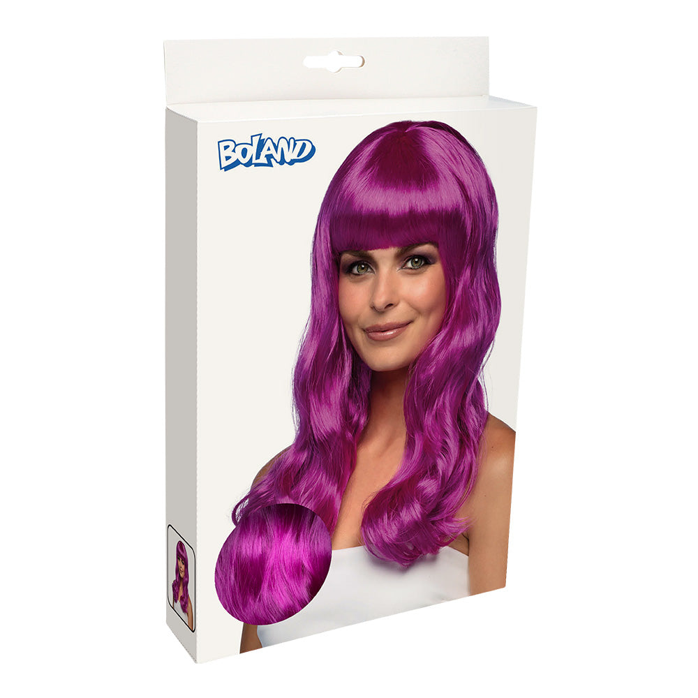 Perruque Longue Ondulée Magenta - Déguisement Luxe