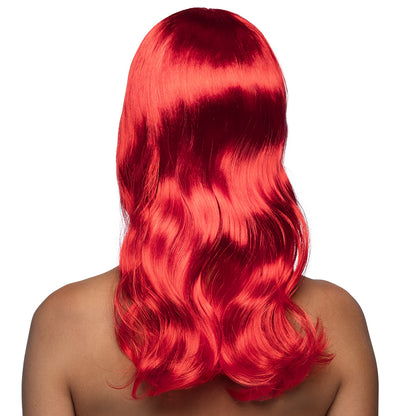 Perruque Longue Rouge Vif avec Frange - Déguisement Femme