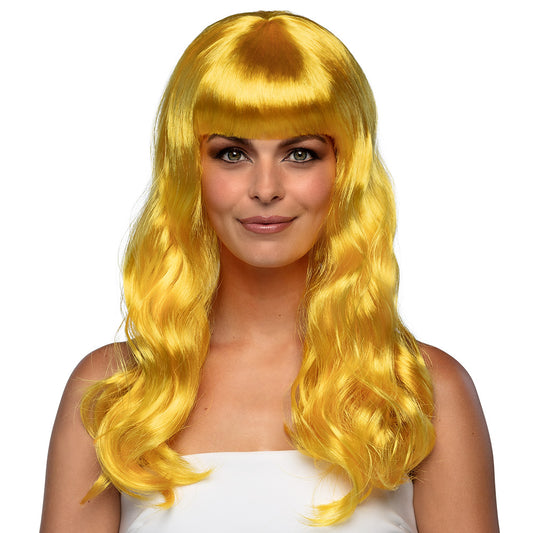 Perruque Blonde Longue Ondulée avec Frange - Déguisement