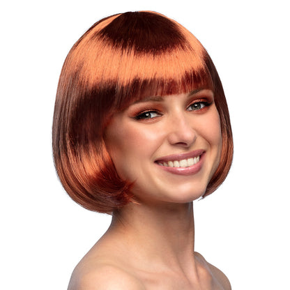 Perruque Bob Roux Femme - Frange Chic et Cheveux Lisses