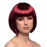 Perruque Bob Bordeaux Foncé - Coupe Courte Chic avec Frange
