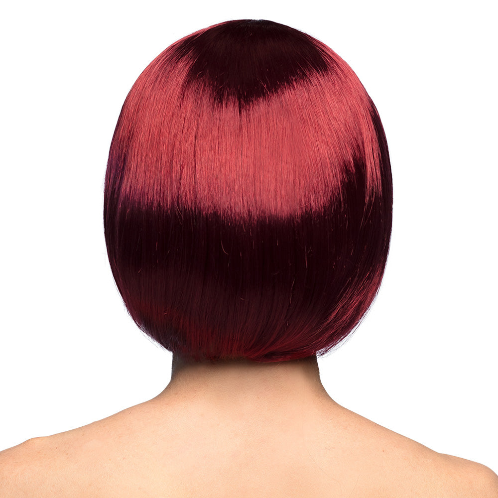Perruque Bob Bordeaux Foncé - Coupe Courte Chic avec Frange