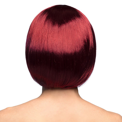 Perruque Bob Bordeaux Foncé - Coupe Courte Chic avec Frange