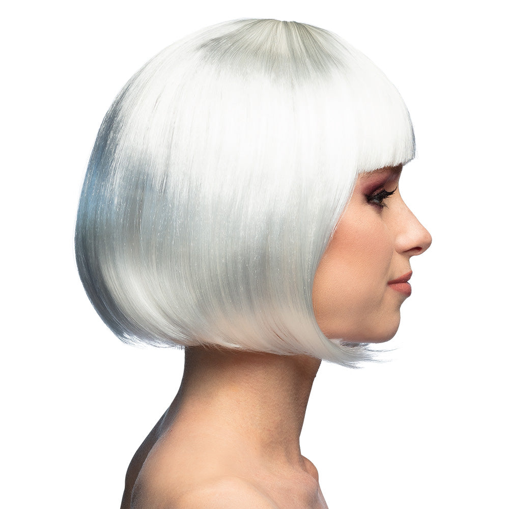 Perruque Carré Court Blanc Gris - Coupe Bob Moderne