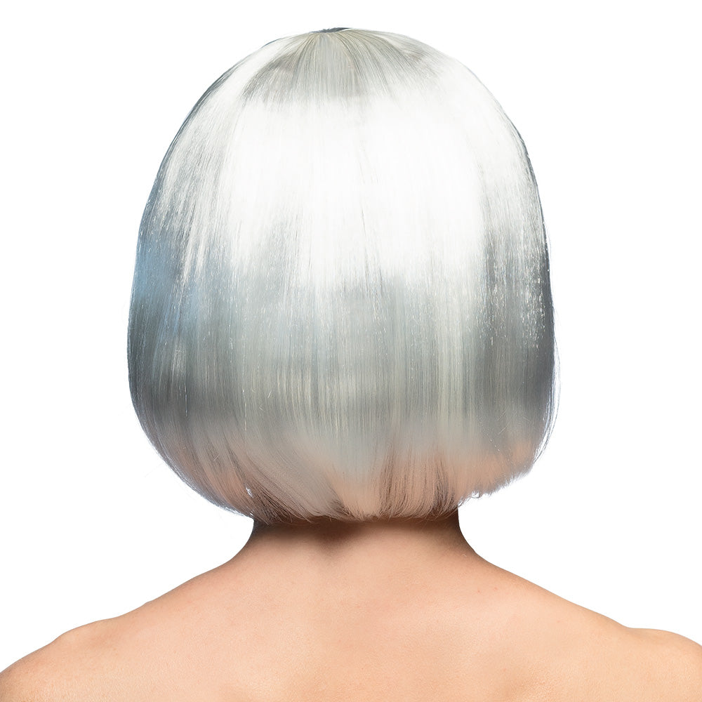 Perruque Carré Court Blanc Gris - Coupe Bob Moderne