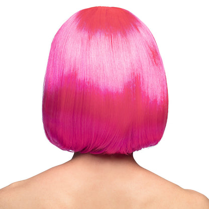 Perruque Bob Rose Fluo UV Blacklight - Déguisement Années 80