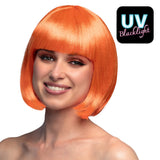 Perruque Bob Orange Fluo UV Blacklight - Déguisement Années 70