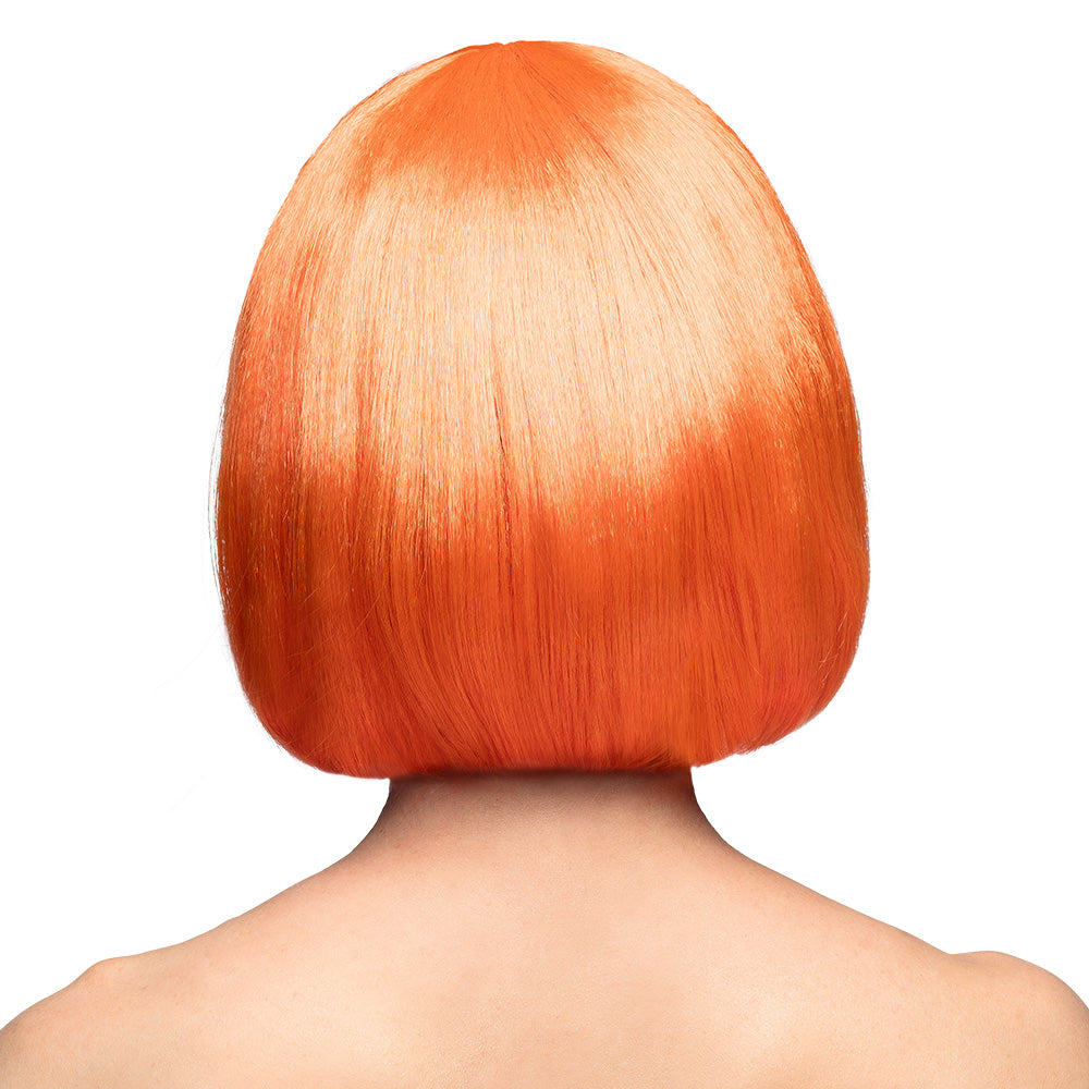 Perruque Bob Orange Fluo UV Blacklight - Déguisement Années 70