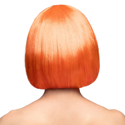 Perruque Bob Orange Fluo UV Blacklight - Déguisement Années 70