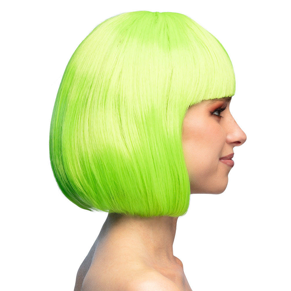 Perruque Verte Fluo Bob Brillante UV Blacklight