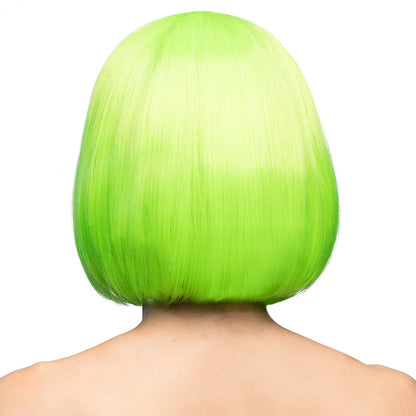 Perruque Verte Fluo Bob Brillante UV Blacklight