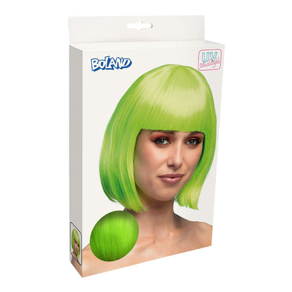 Perruque Verte Fluo Bob Brillante UV Blacklight