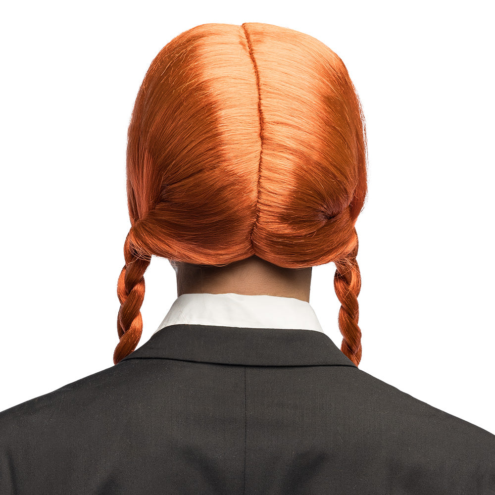 Perruque Tresses Rousses avec Frange - Déguisement Adulte