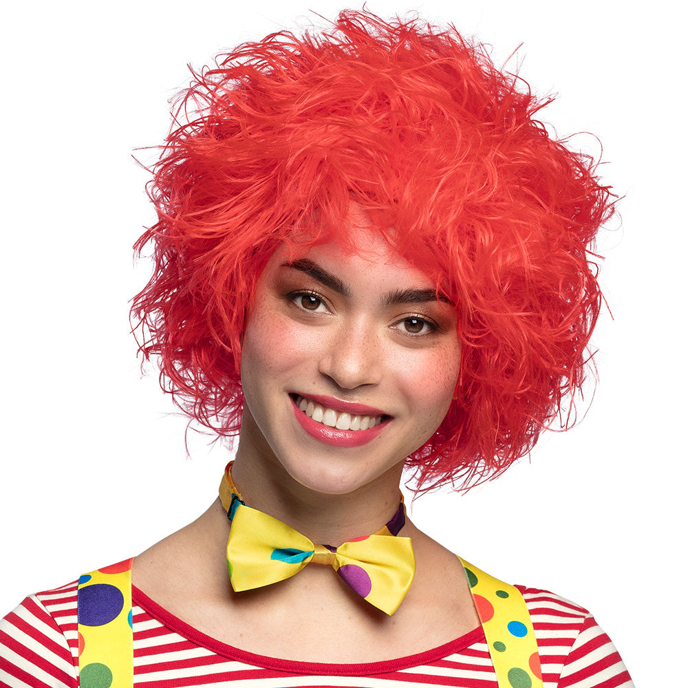 Perruque Clown Rouge Frisée - Déguisement Cirque Adulte