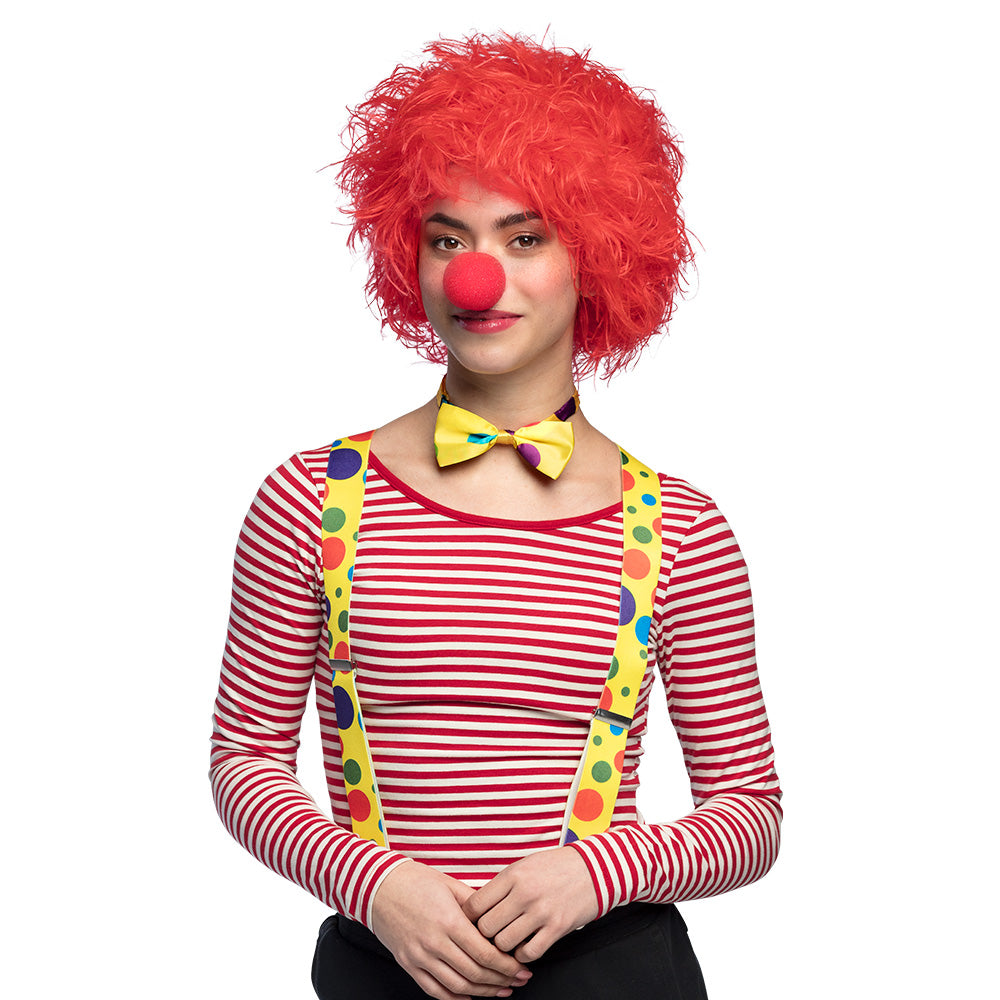 Perruque Clown Rouge Frisée - Déguisement Cirque Adulte