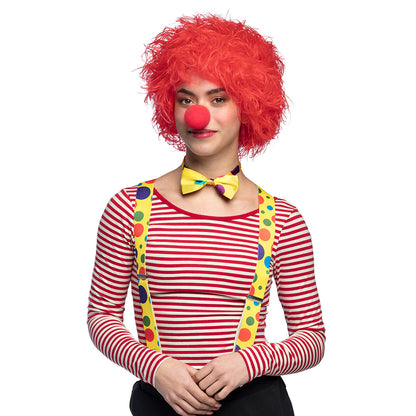 Perruque Clown Rouge Frisée - Déguisement Cirque Adulte