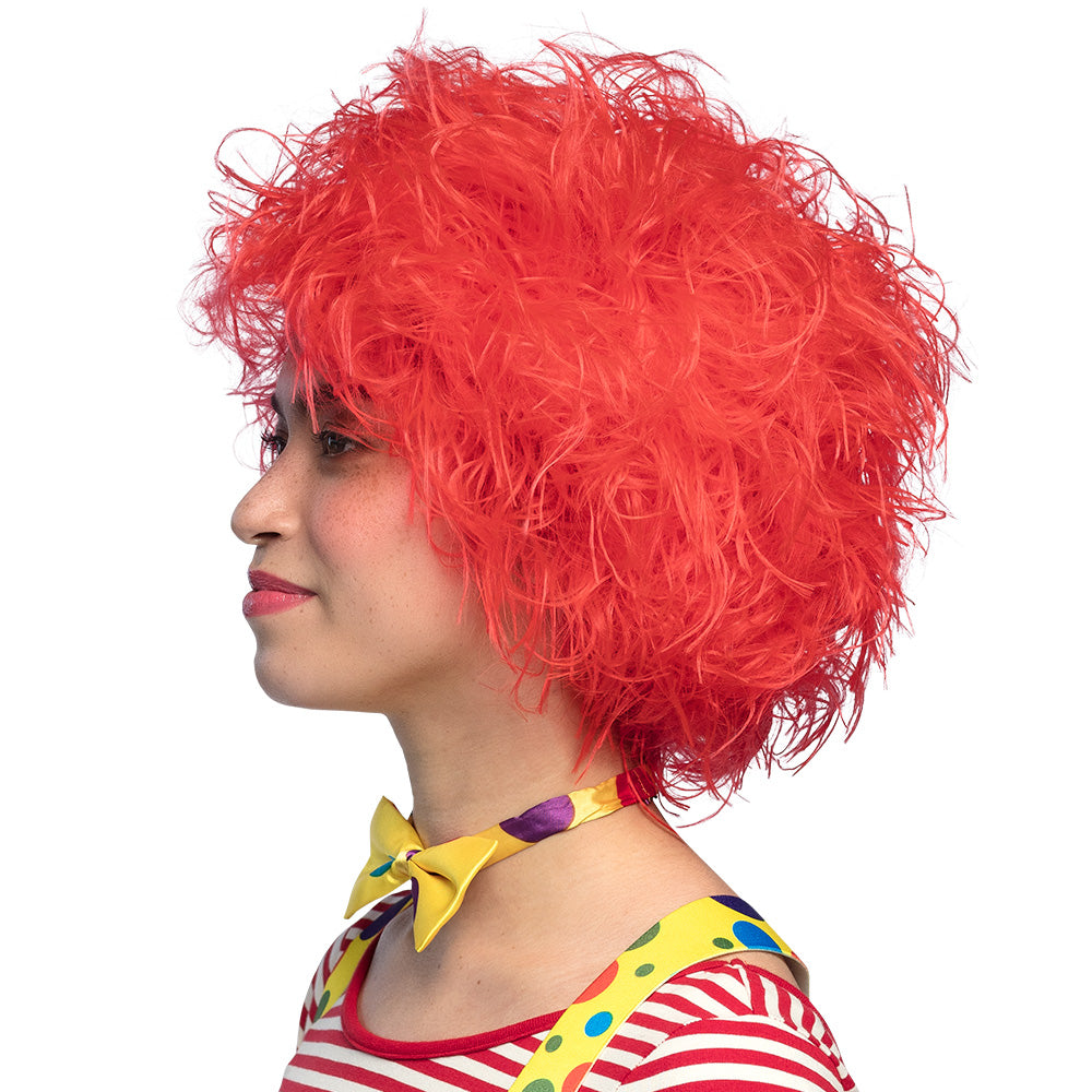 Perruque Clown Rouge Frisée - Déguisement Cirque Adulte