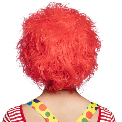 Perruque Clown Rouge Frisée - Déguisement Cirque Adulte