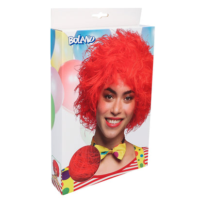 Perruque Clown Rouge Frisée - Déguisement Cirque Adulte