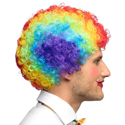 Perruque Clown Arc-en-Ciel Bouclée - Déguisement Cirque Coloré