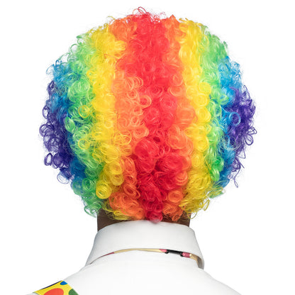 Perruque Clown Arc-en-Ciel Bouclée - Déguisement Cirque Coloré
