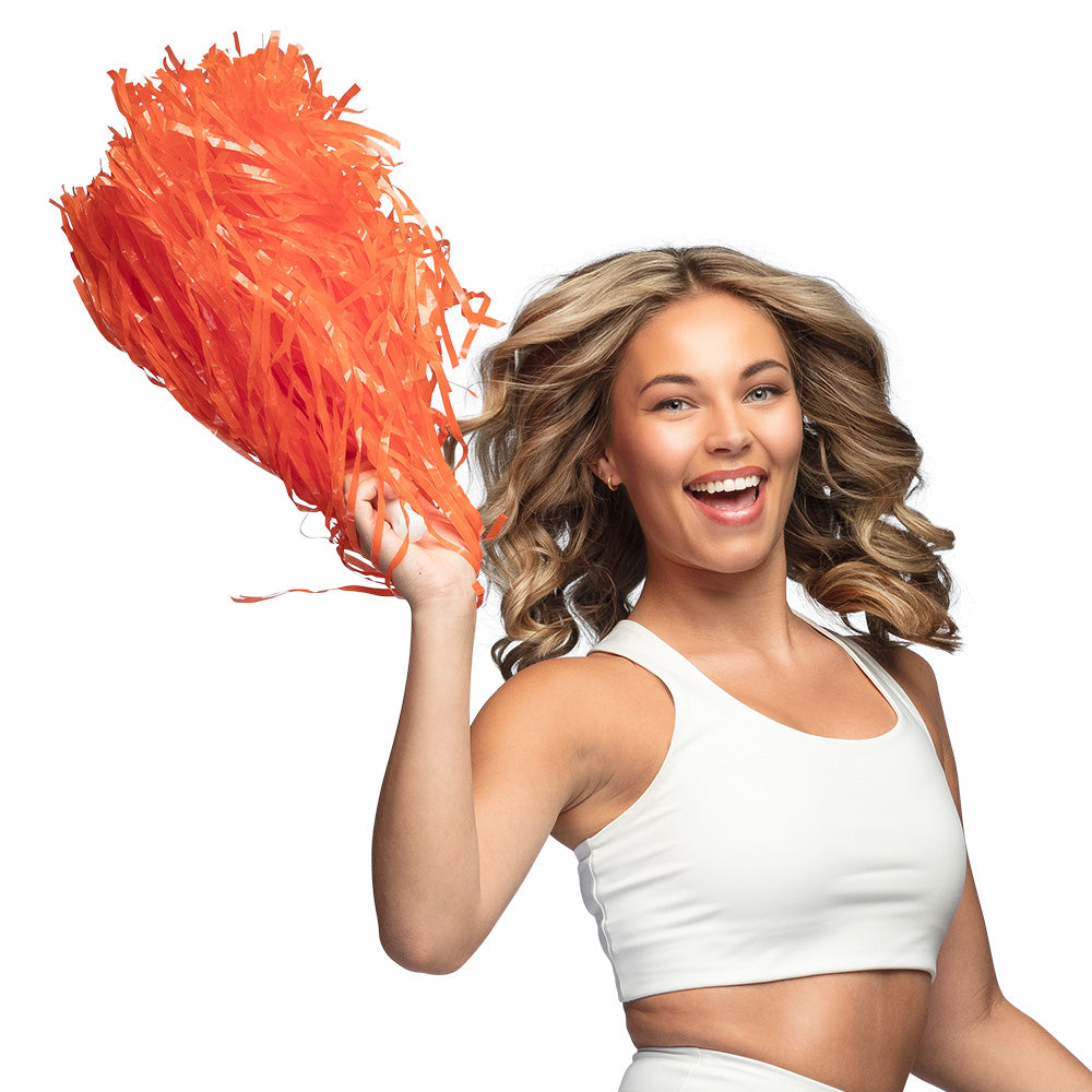 Pompom Cheerleader Orange Fluo - Accessoire Danse & Supporter