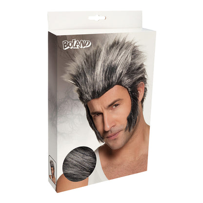 Perruque Punk Rock Homme Gris et Noir - Coiffure Déguisement