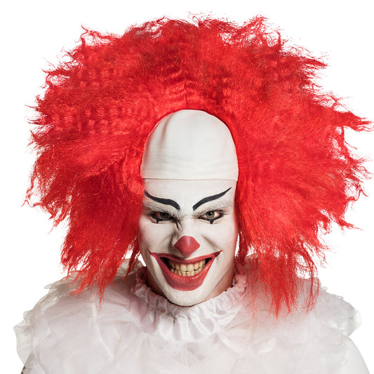 Perruque Clown Rouge Fluo Deluxe avec Nez - Déguisement
