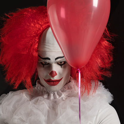 Perruque Clown Rouge Fluo Deluxe avec Nez - Déguisement