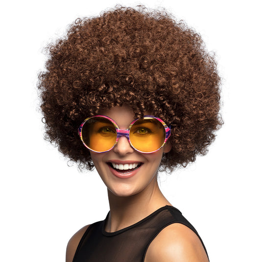 Perruque Afro Bouclée Marron - Déguisement Années 70
