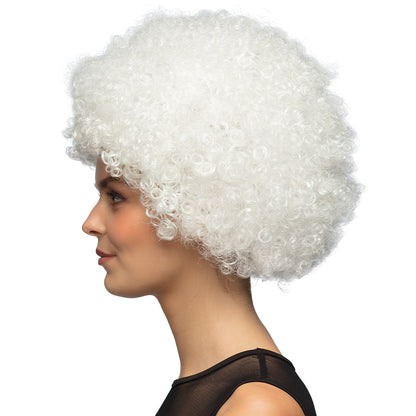 Perruque Afro Bouclée Blanche Luxe - Déguisement Années 70