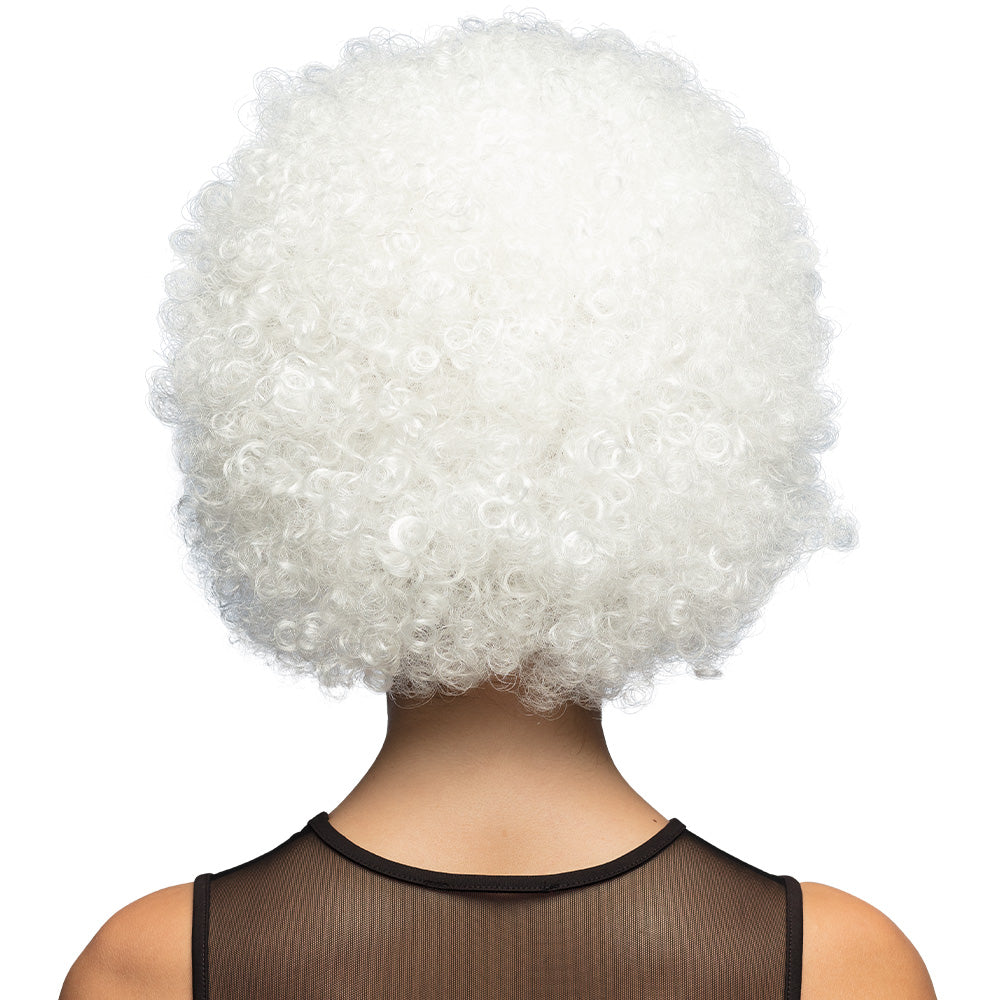 Perruque Afro Bouclée Blanche Luxe - Déguisement Années 70