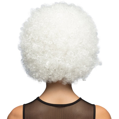 Perruque Afro Bouclée Blanche Luxe - Déguisement Années 70