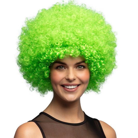 Perruque Afro Bouclée Verte Fluo UV Blacklight