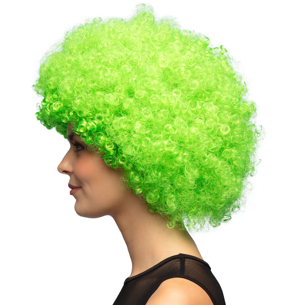 Perruque Afro Bouclée Verte Fluo UV Blacklight