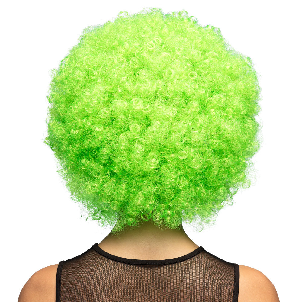 Perruque Afro Bouclée Verte Fluo UV Blacklight