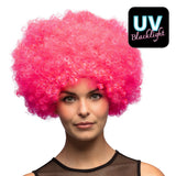 Perruque Afro Bouclée Rose Fluo Déguisement Fête