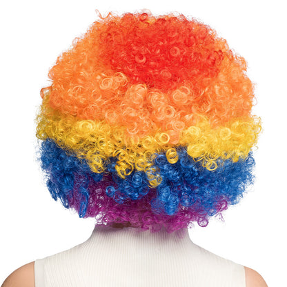 Perruque Arc-en-ciel Multicolore Boucles - Déguisement Clown Festif