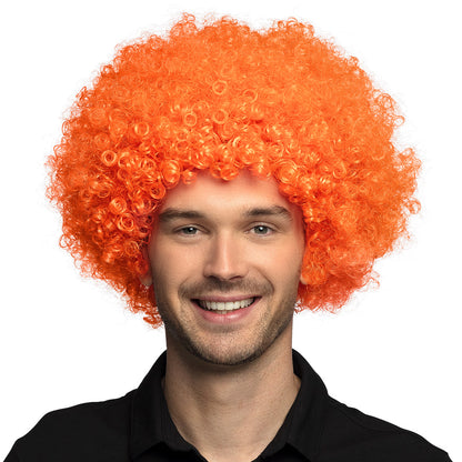 Perruque Afro Bouclée Orange Fluo UV Blacklight
