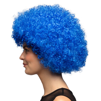 Perruque Afro Bouclée Bleu Électrique – Déguisement Disco et Années 70