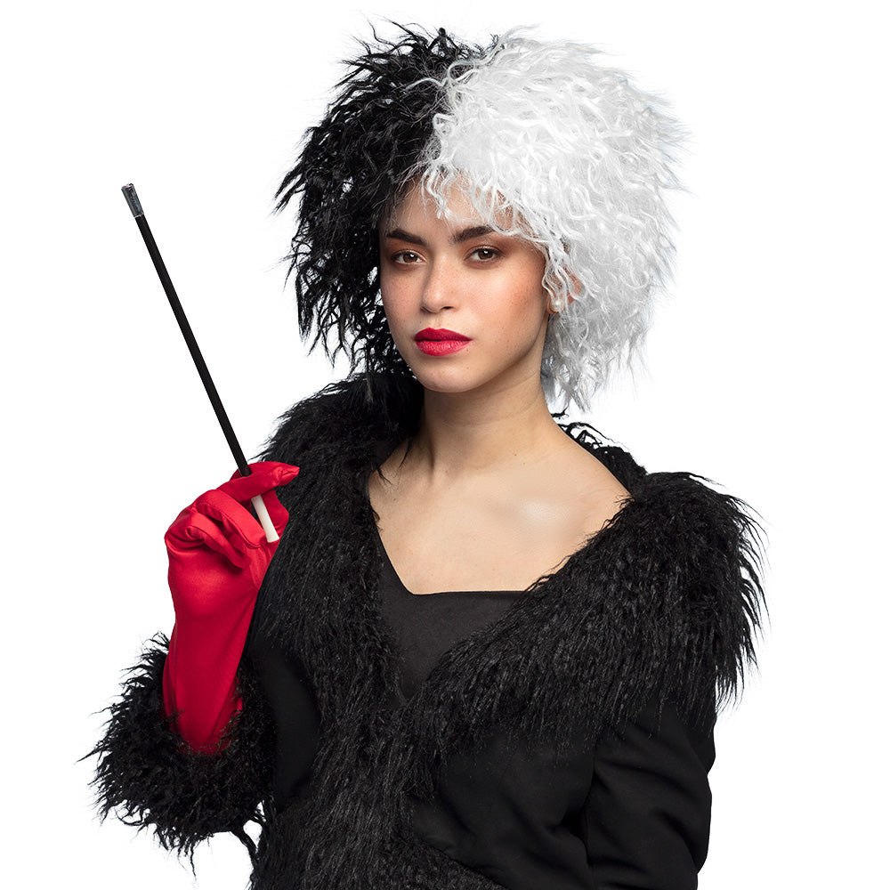 Perruque Cruella Noir et Blanc Hérissée - Déguisement Adulte
