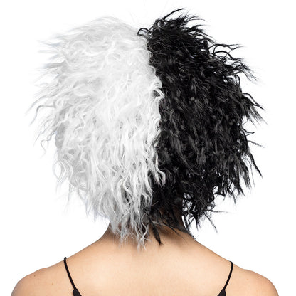 Perruque Cruella Noir et Blanc Hérissée - Déguisement Adulte