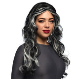 Perruque Noir et Gris Ondulée - Déguisement Gothique Chic