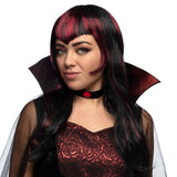 Perruque Vampire Noire et Rouge avec Bangs - Déguisement Gothique