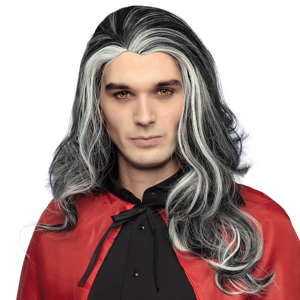 Perruque Vampire Gris Noir Gothique Homme Femme