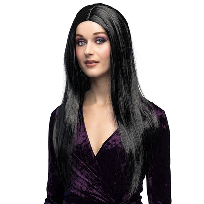 Perruque Noire Longue Gothique Cheveux Lisses Adulte