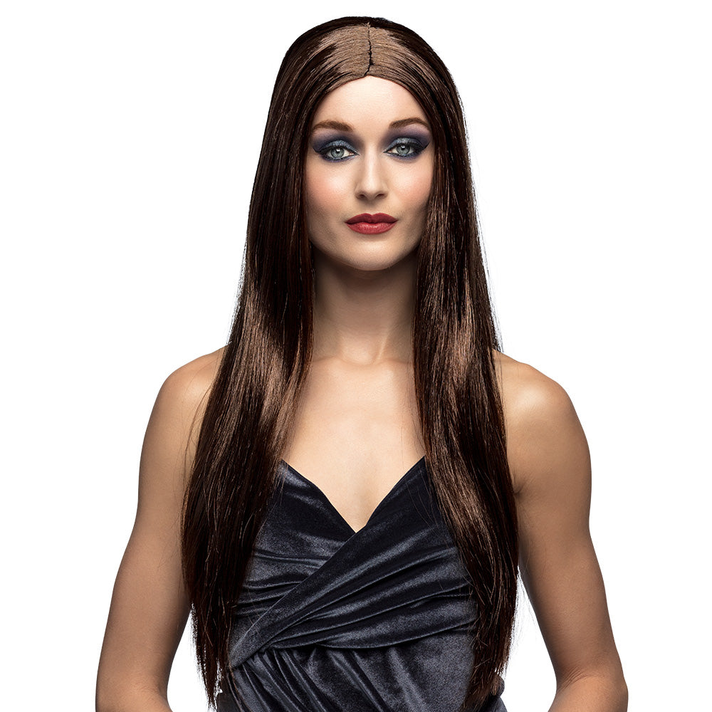 Perruque Longue Brune Lisse - Cheveux Noirs Gothique