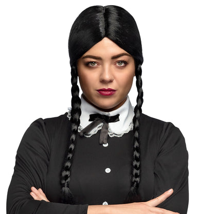 Perruque Mercredi Addams Tresses Noires - Déguisement Gothique